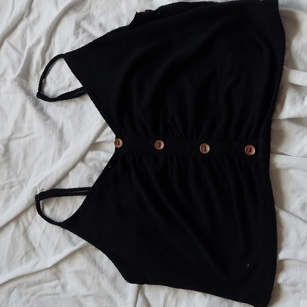 Black Tank Crop Tropical Feel